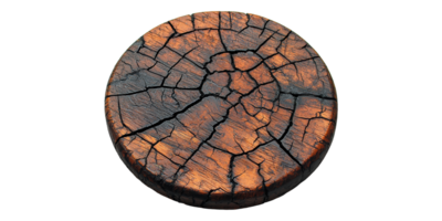 Cross-section of tree log with cracked texture isolated on transparent background png