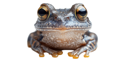 Close up of blue and grey frog with large eyes isolated on transparent background png