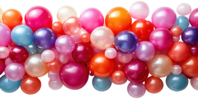 Colorful party balloons cluster isolated on transparent background png