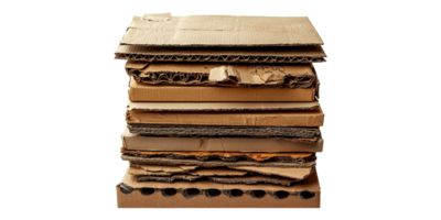 Stack of corrugated cardboard sheets isolated on transparent background png