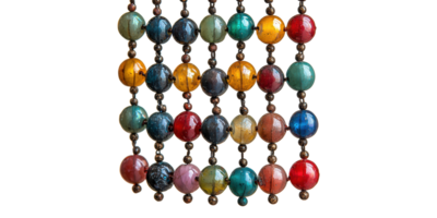 Multicolored beads string isolated on transparent background png