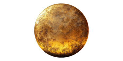 Golden textured sphere with rustic finish isolated on transparent background png