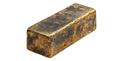 Gold bullion bar isolated on transparent background png