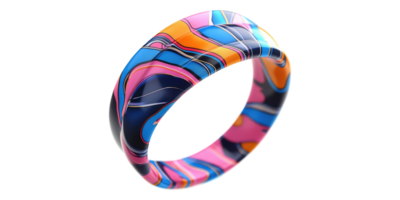 Colorful abstract ring with vibrant patterns isolated on transparent background png