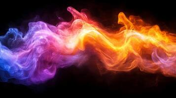 Colorful smoke on black background photo