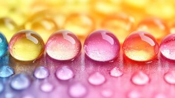 Raindrops on a rainbow background photo