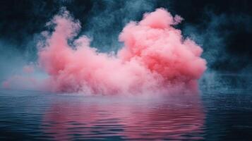 un rosado fumar nube flotante en el agua foto