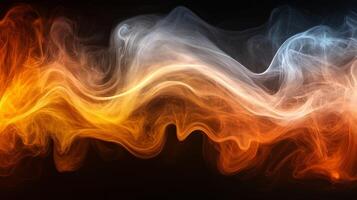 A colorful smoke wave on a black background photo
