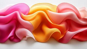 A group of colorful fabric on a white surface photo