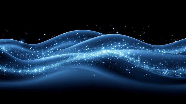 Abstract blue wave background with sparkles photo