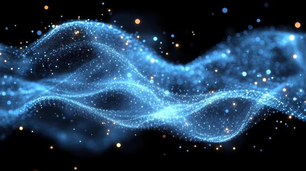 Abstract blue wave background with stars photo