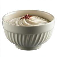 Creamy Swirled Yogurt with Dried Cranberries in a Bowl photo