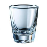 Empty Glass Shot, Crystal Clear, Isolated on White Background photo