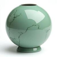 Elegant Green Sphere Vase with Marble Texture photo