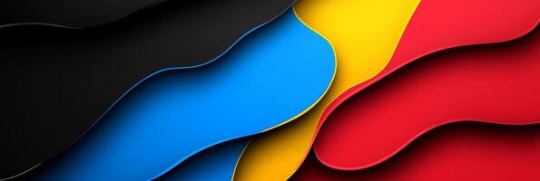 Abstract Colorful Waves Background Design with Black, Blue, Yellow and Red Colors photo