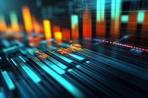 Abstract Futuristic Digital Data Stream Interface Visualization photo