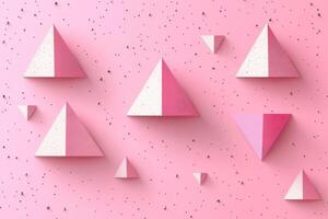 Paper cutout triangles on pink background photo