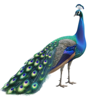 Vibrant Peacock Displaying Feathers Isolated on Transparent Background png