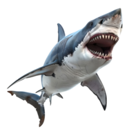 Ferocious Shark with Open Mouth Isolated on Transparent Background png