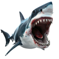 Aggressive Shark with Open Mouth Isolated on Transparent Background png