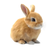 Fluffy golden rabbit sitting still isolated on transparent background png