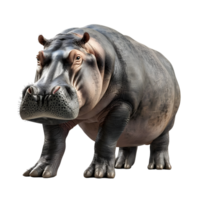 Hippopotamus standing with calm expression isolated on transparent background png