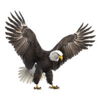 Bald eagle in flight with wings spread isolated on transparent background png