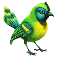 a Green Jay with vibrant green and yellow feathers isolated on transparent background png