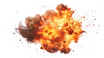 Fiery Explosion with Smoke and Debris isolated on transparent background png
