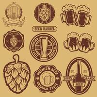 Set of labels templates with beer mug. Beer. Bar. Pub. Design elements for logo, label, emblem, sign, brand mark. illustration. vector
