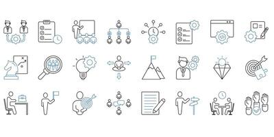 Business or organisation management. Set of editable stroke icons.Set of Business or organisation management vector