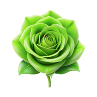 green 3d rose isolated on transparent background png