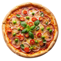 top view bufzaa pizza is isolated on the transparent background png