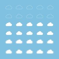 Set of cartoon cloud in a flat design. White cloud collection vector