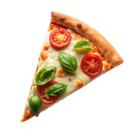 top view margherita pizza slice isolated on transparent background png