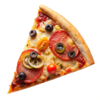 top view pizza slice isolated on transparent background png