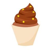 chocolate cupcake with yellow chips vector