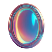 3D chrome holographic element in Y2K style, isolated background, liquid metal. Colorful, shiny and reflective object with a purple hue, circular shape made of glass. png