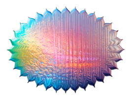 3D chrome element in Y2K style, isolated background, liquid holographic metal. Colorful iridescent oval with a rainbow pattern, vibrant colors, abstract design. png