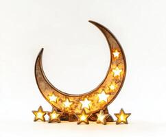Decorative crescent moon and star light display for home and festive occasions photo