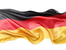 German flag waving proudly in the wind, showcasing national colors of black, red, and yellow under bright sunlight photo