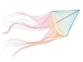 Colorful kite soaring through the sky on a sunny day, showcasing vibrant fabric and flowing tails photo