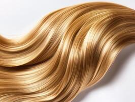 Long, flowing golden hair demonstrating shine and texture against a simple background photo