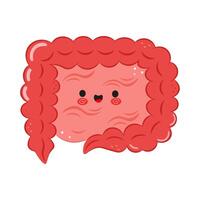 Cute cartoon Intestine with cheerful expression on white background vector