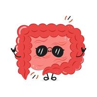 Cute cartoon intestine character with sunglasses vector