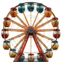 Colorful Ferris wheel at an amusement park during a sunny day, inviting visitors to enjoy the view and thrill of rides isolated on transparent background png