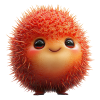 Cute spiky character with big eyes and a cheerful expression stands on a white background isolated on transparent background png