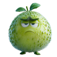 Character with a disgruntled expression and fuzzy green exterior stands out with a unique personality and features isolated on transparent background png