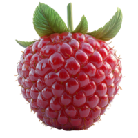 Fresh red raspberry with green leaves showcasing its vibrant color and texture in natural lighting isolated on transparent background png
