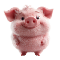 Cute cartoon pig character with a cheerful expression and fluffy appearance in a playful setting isolated on transparent background png